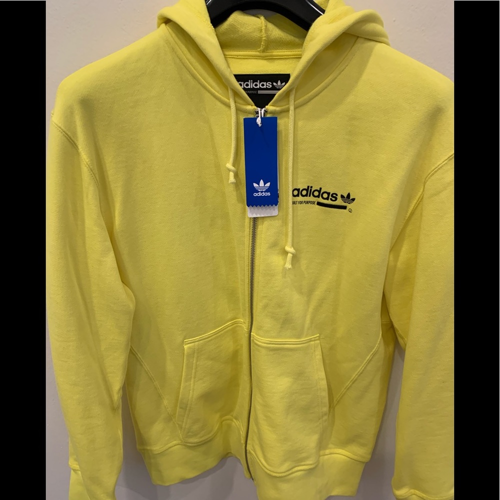 Adidas Zip up Hoodie yellow & black size small